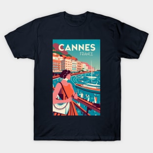 A Vintage Travel Art of Cannes - France T-Shirt